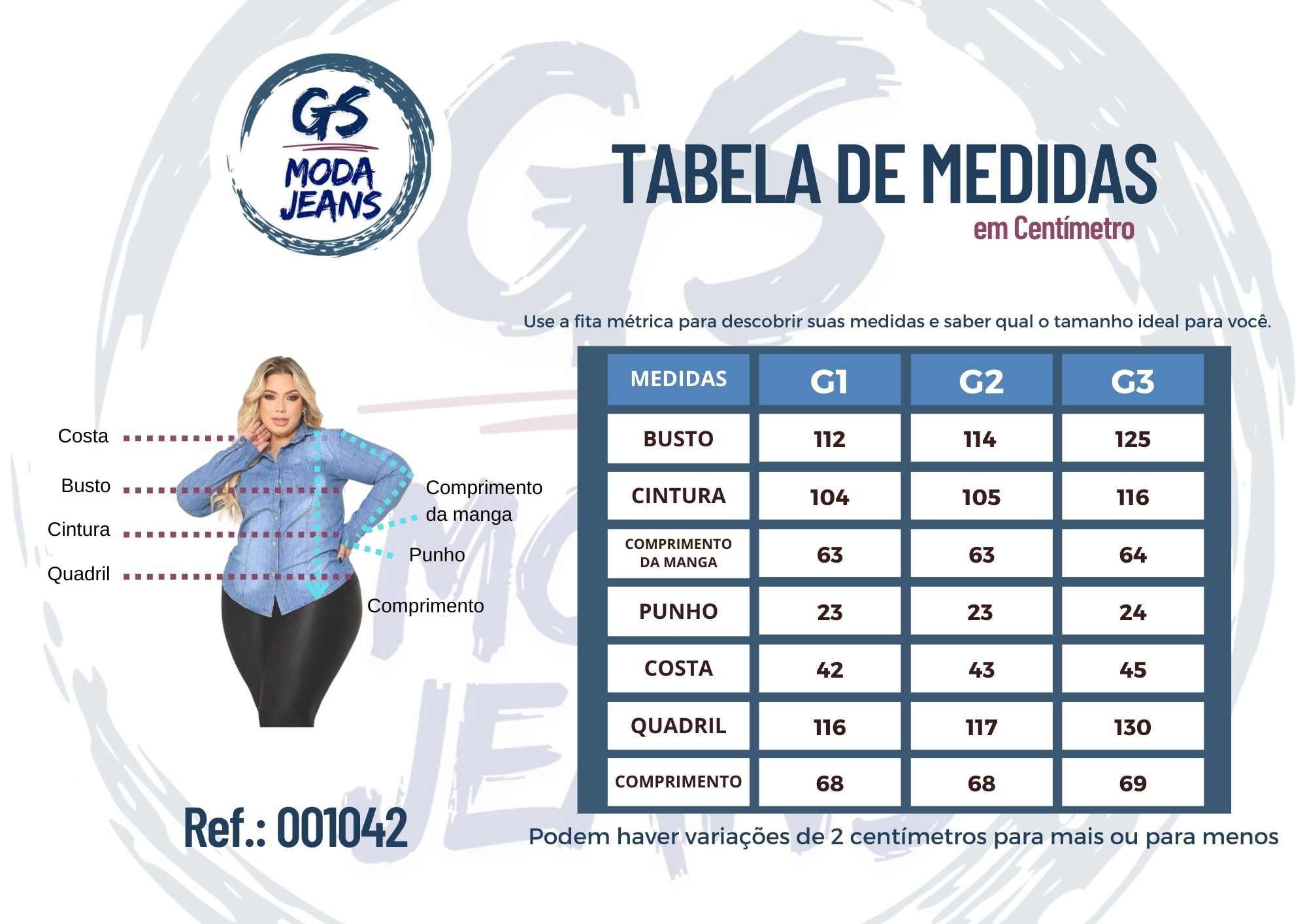 Camisa Jeans Plus Size Manga Longa - Imagem 4
