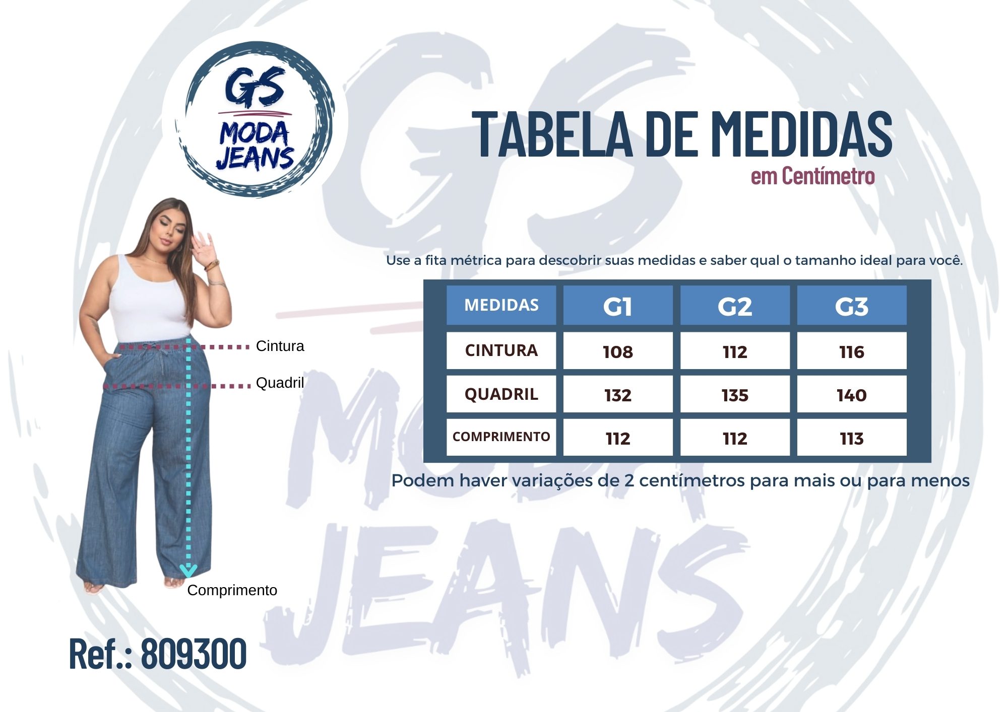 Calça Pantalona Wide Leg Plus Size Cintura Alta - Imagem 3
