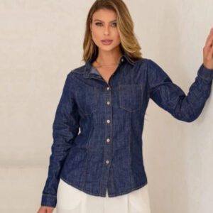Camisa Jeans com Manga Longa