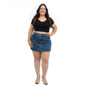 Short Saia Jeans Feminino