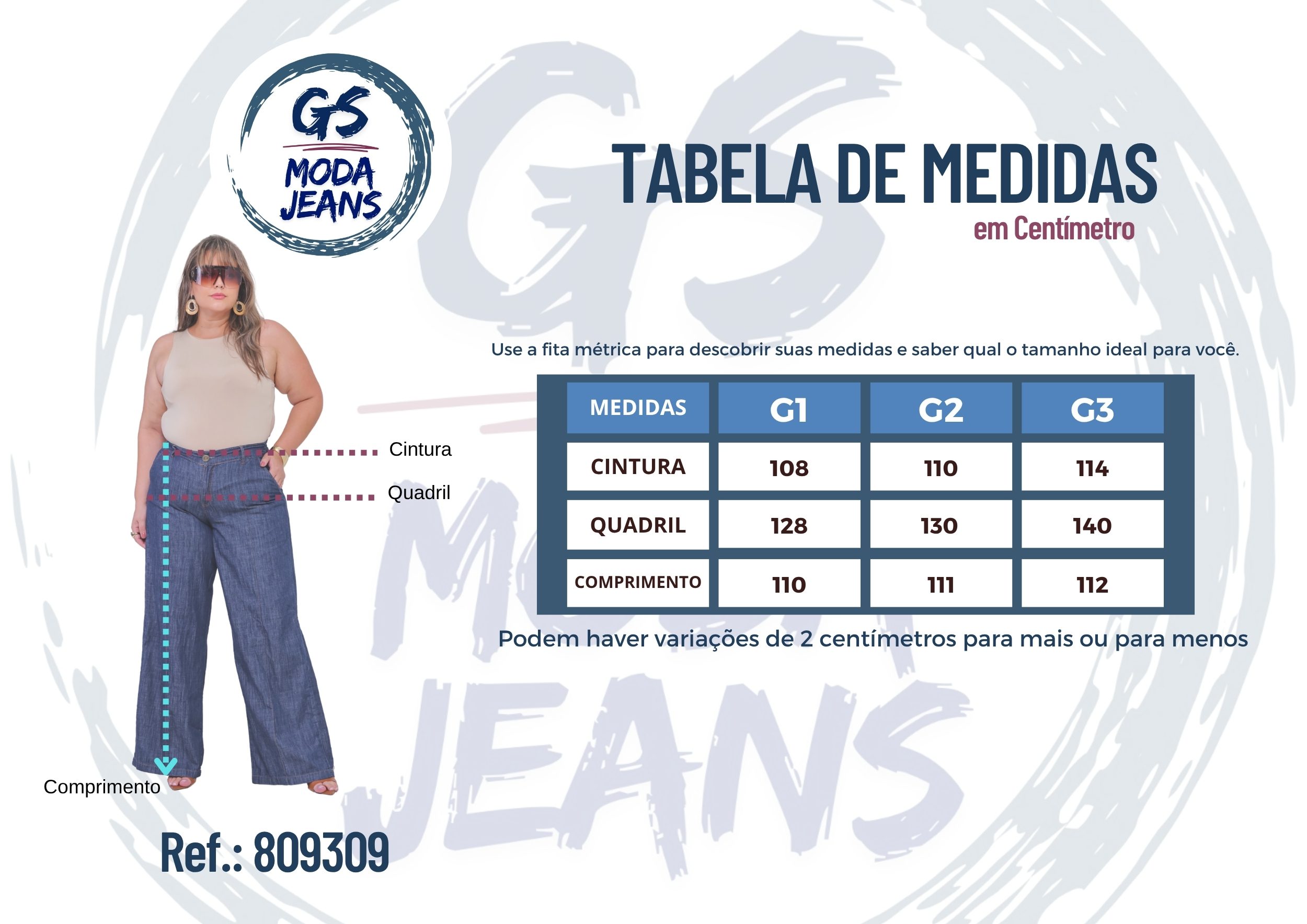 Calça Feminina Pantalona Jeans Cintura Alta Plus Size - Imagem 9