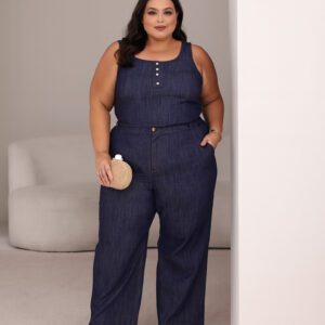 Conjunto Calça Jeans Pantalona e Blusa Regata Plus Size