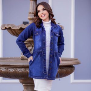 Jaqueta Parka Jeans com Lycra