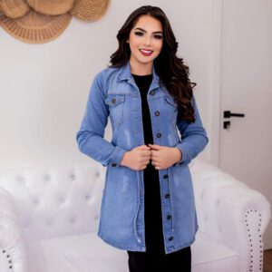 Jaqueta Parka Jeans com Lycra