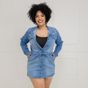 Parka Jeans Feminina Plus Size com Lycra