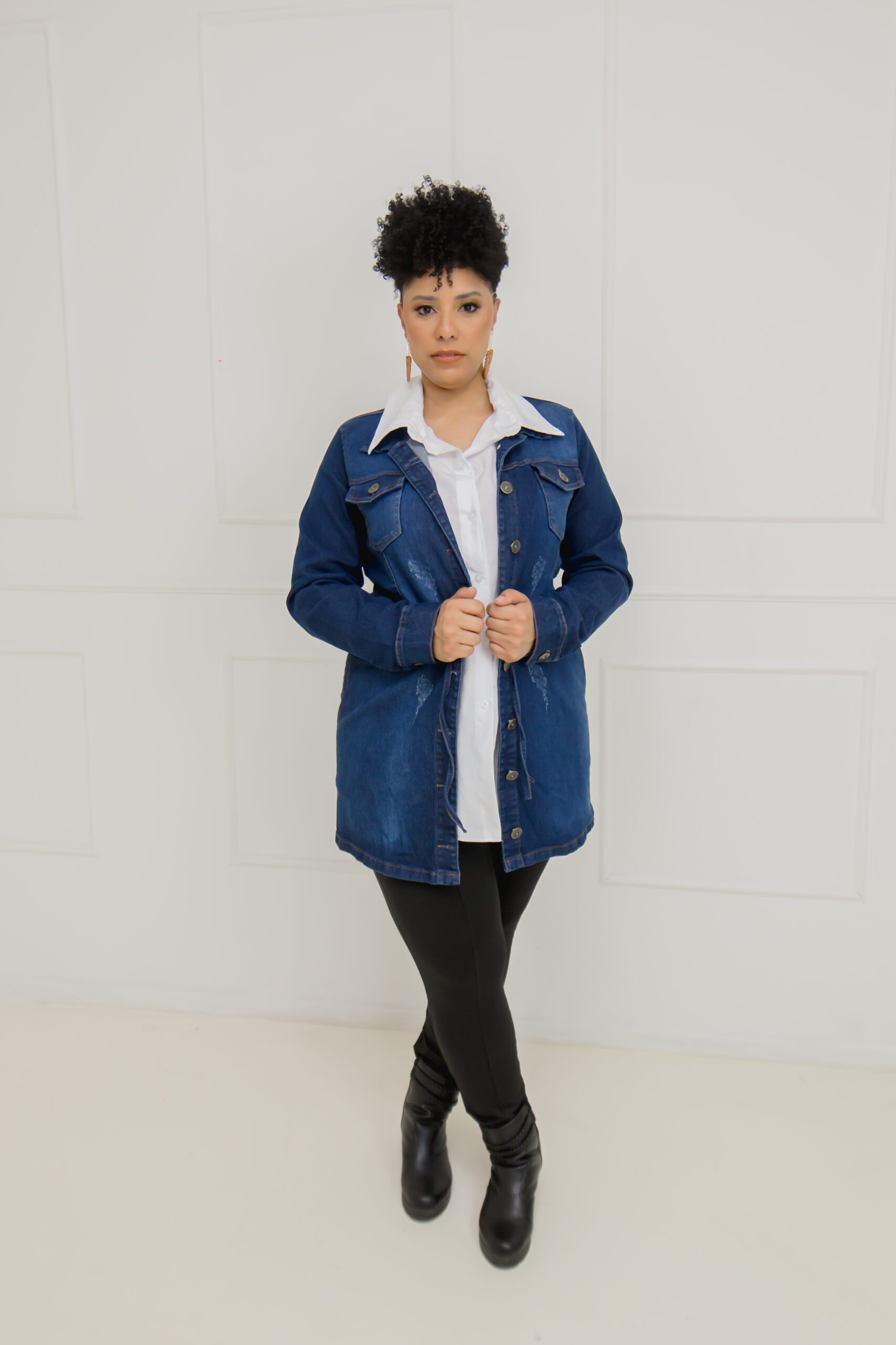 Parka Jeans Feminina Plus Size com Lycra - Imagem 3