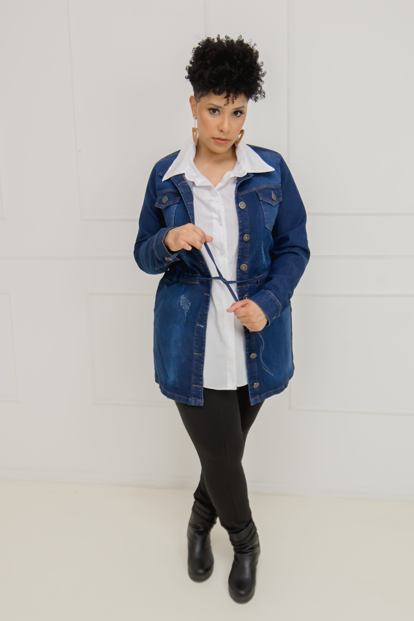 Parka Jeans Feminina Plus Size com Lycra - Imagem 5