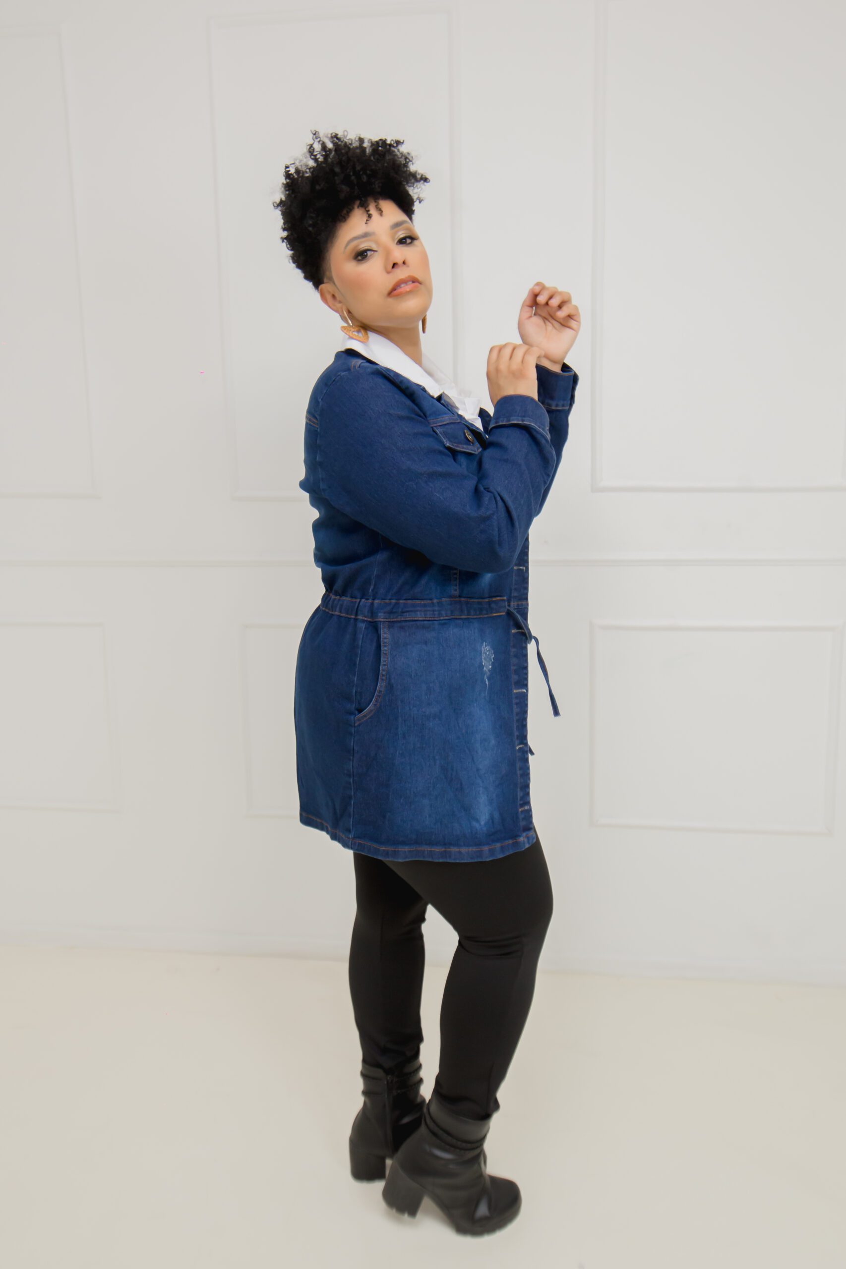 Parka Jeans Feminina Plus Size com Lycra - Imagem 2