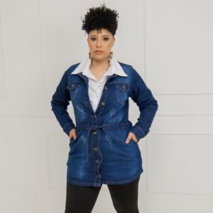 Parka Jeans Feminina Plus Size com Lycra