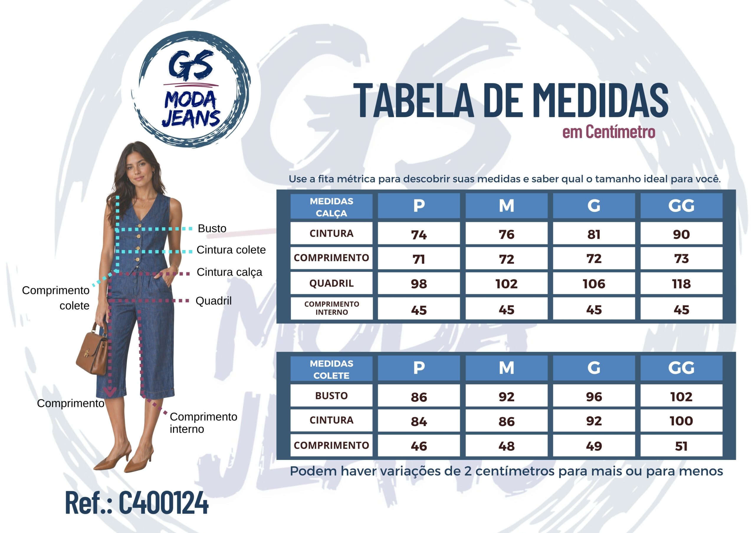 Conjunto Jeans Pantacourt com Colete - Imagem 2