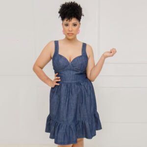 Vestido jeans curto feminino