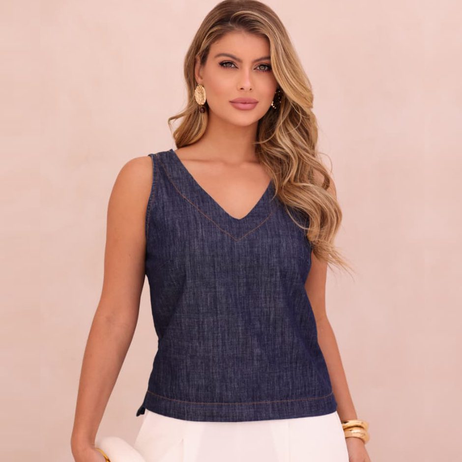 Blusa Regata Jeans Casual