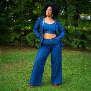 Conjunto Calça Pantalona, Cropped e Camisa