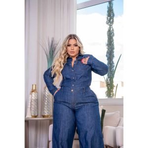 Conjunto de Calça Pantalona e Camisa Jeans, Plus Size