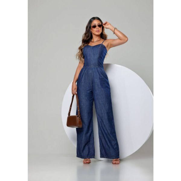 Macacão Jeans Feminino, Alça ajustável - Imagem 2