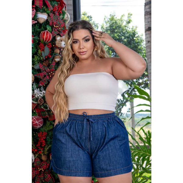 Shorts curto jeans, Plus Size - Imagem 2