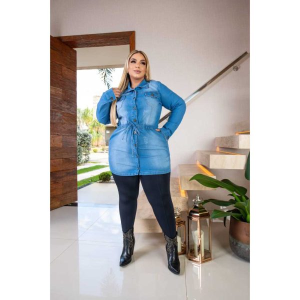 Jaqueta Parka Jeans, Plus Size, Lavagem Clara - Imagem 3