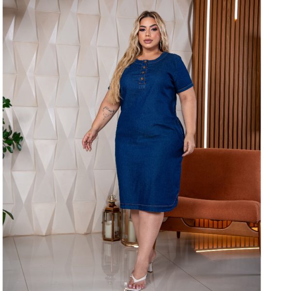 VESTIDO CHEMISE, COM BOLSO LATERAL, PLUS SIZE, MODA EVANGELICA