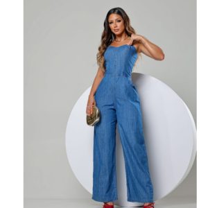 MACACÃO JEANS AZUL - ALÇA AJUSTÁVEL, AZUL LAVAGEM CLARA