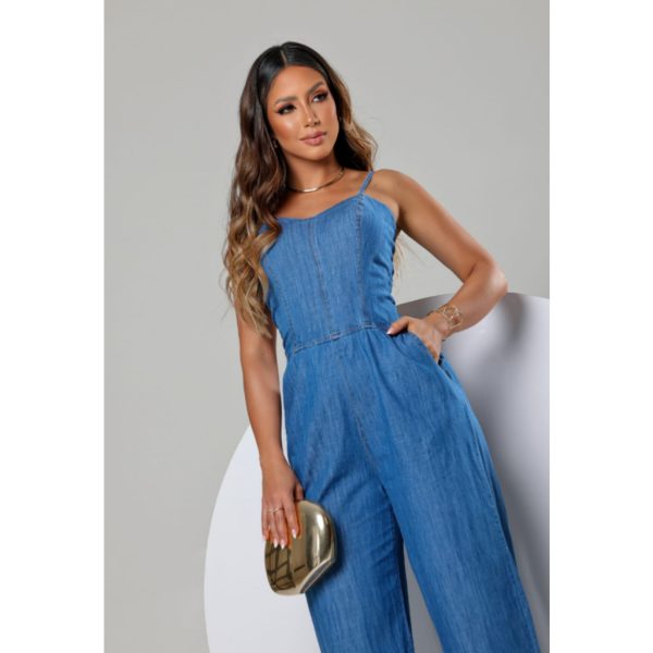 MACACÃO JEANS AZUL - ALÇA AJUSTÁVEL, AZUL LAVAGEM CLARA - Imagem 2