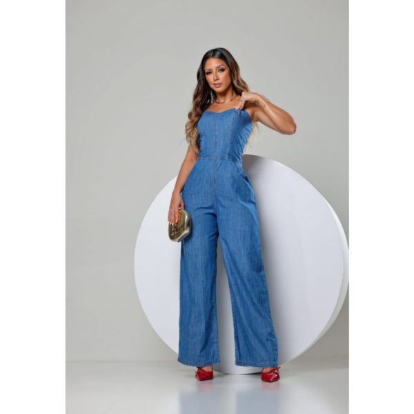 MACACÃO JEANS AZUL - ALÇA AJUSTÁVEL, AZUL LAVAGEM CLARA - Imagem 3