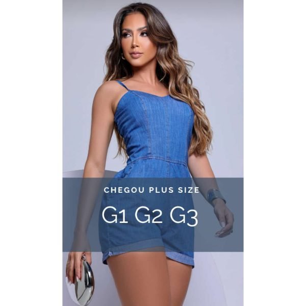MACAQUINHO JEANS PLUS SIZE, ALÇA AJUSTÁVEL, DOBRA NA BARRA - Imagem 4