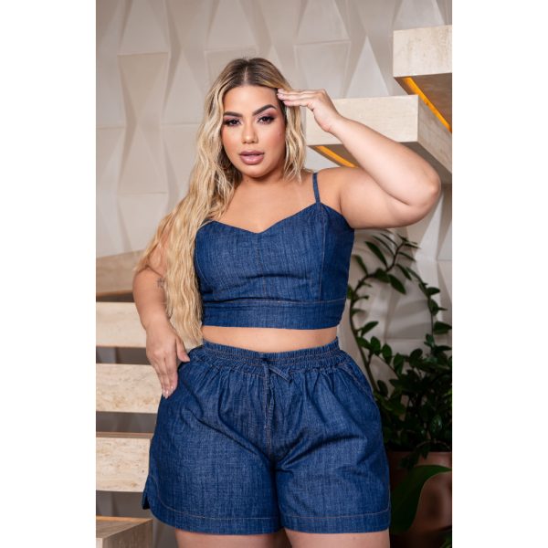 CONJUNTO SHORTS E CROPPED JEANS, PLUS SIZE - Imagem 6
