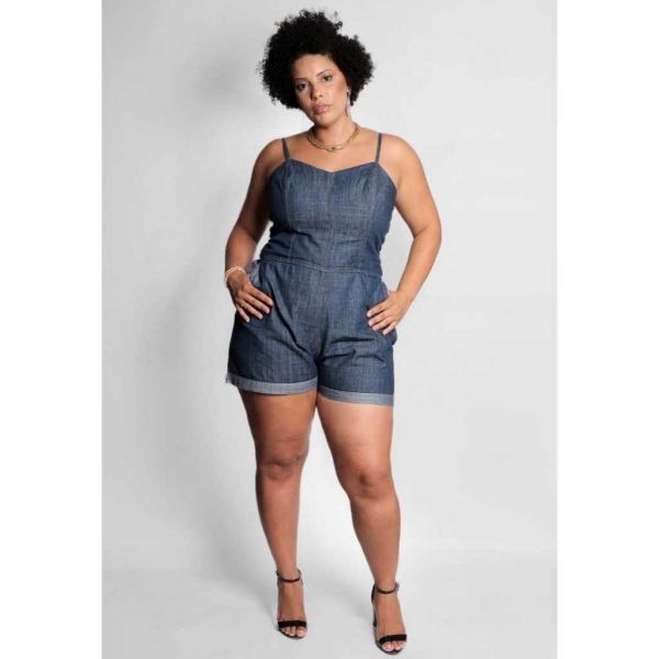 MACAQUINHO JEANS BARRA , PLUS SIZE - Imagem 2