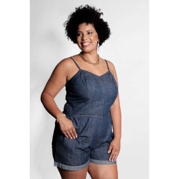 MACAQUINHO JEANS BARRA , PLUS SIZE - Imagem 4