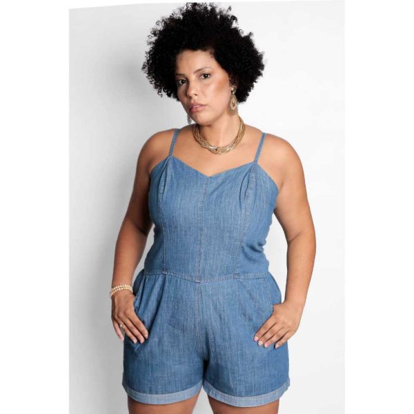 MACAQUINHO JEANS BARRA , PLUS SIZE - Imagem 5