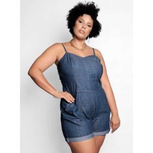 MACAQUINHO JEANS BARRA , PLUS SIZE