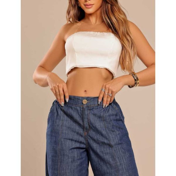 Calça Pantalona Jeans Wide Leg Cintura Alta - Imagem 2
