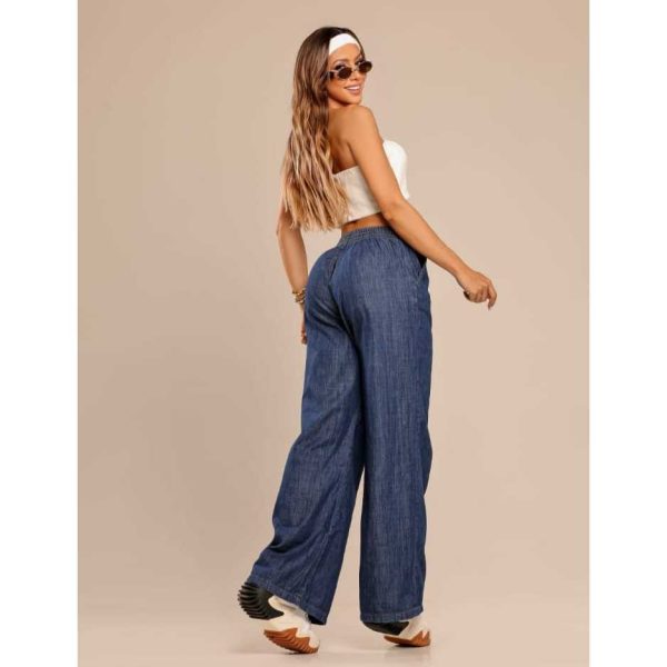 Calça Pantalona Jeans Wide Leg Cintura Alta - Imagem 5