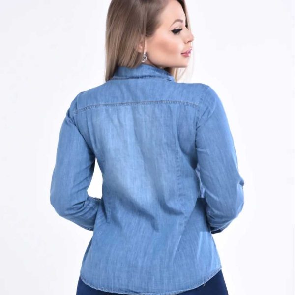 Camisa Jeans, manga longa com opção de uso manga 3/4 - Imagem 2