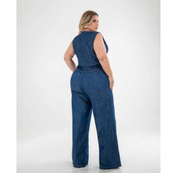 Conjunto Colete e Calça Pantalona Jeans, Plus Size - Imagem 3
