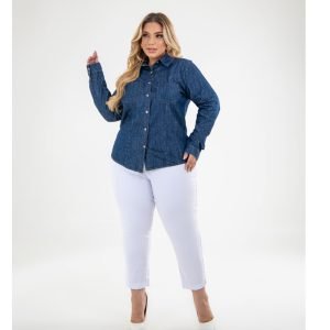 Camisa Jeans Feminina, Confortável, casual