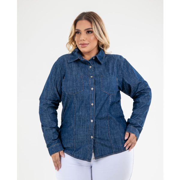 Camisa Jeans Feminina, Confortável, casual - Imagem 5