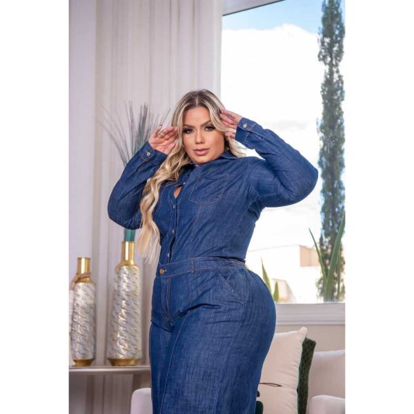Conjunto de Calça Pantalona e Camisa Jeans, Plus Size - Imagem 3