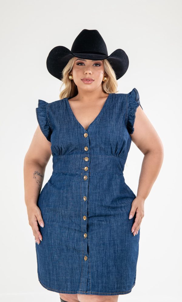 Vestido Tubinho com manga esvoaçante Plus Size