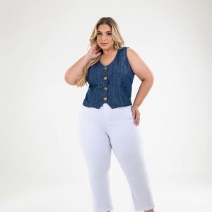 Colete Jeans Feminino, Plus Size