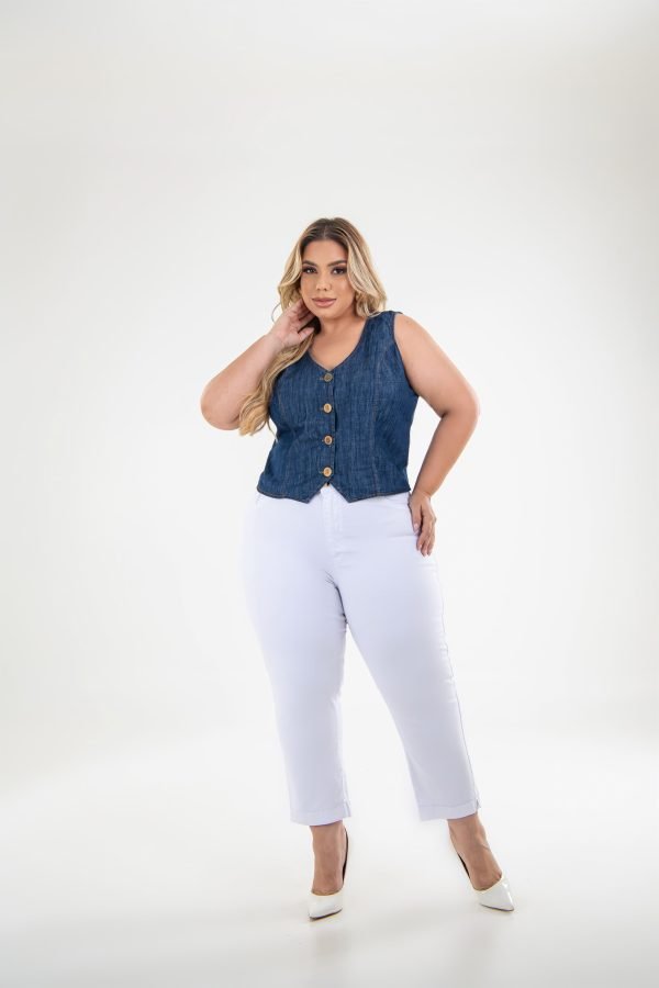 Colete Jeans Feminino, Plus Size