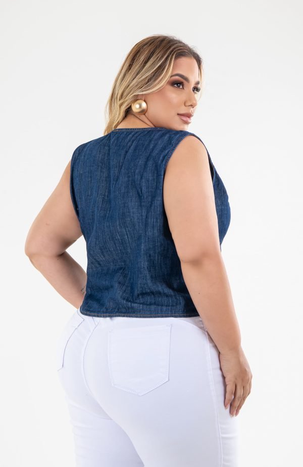 Colete Jeans Feminino, Plus Size - Imagem 3