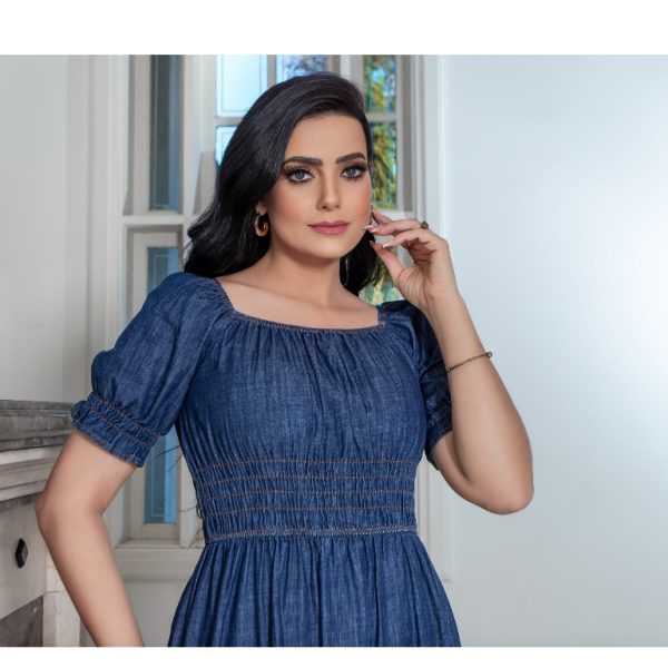 Vestido longo, Manga ciganinha - ombro a ombro, com babado e detalhe em lastex - Imagem 2