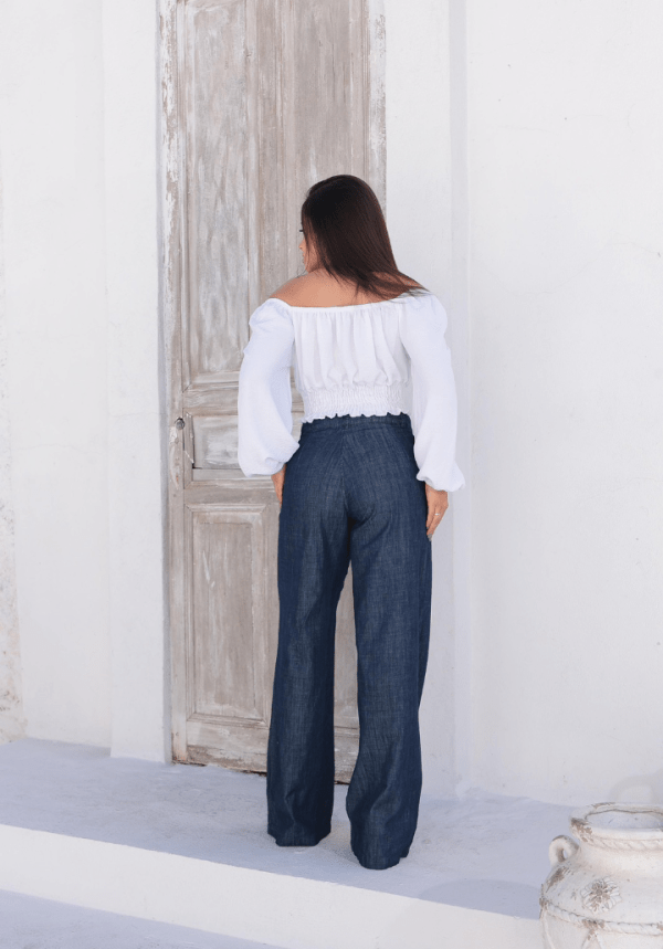Calça Pantalona Jeans, cintura alta elegante - Imagem 4