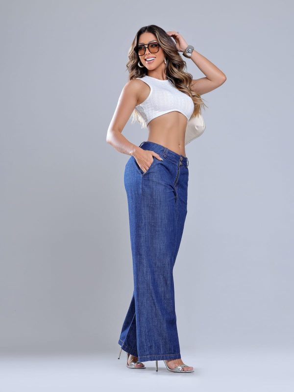 Calça Pantalona Jeans, cintura alta - Imagem 3