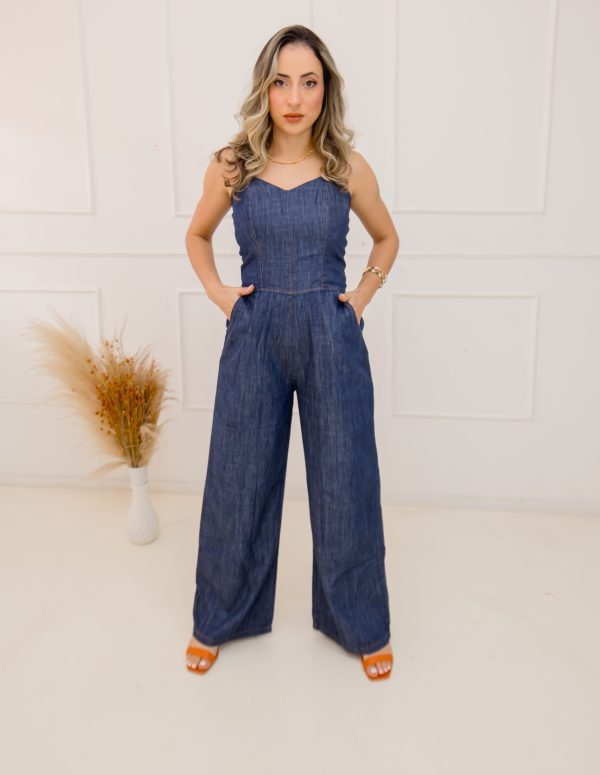 Macacão Jeans Feminino de alcinha - Imagem 7