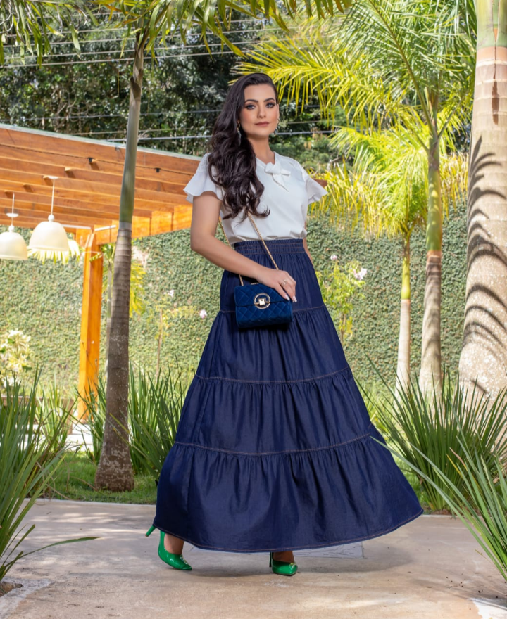 Saia longa jeans três marias