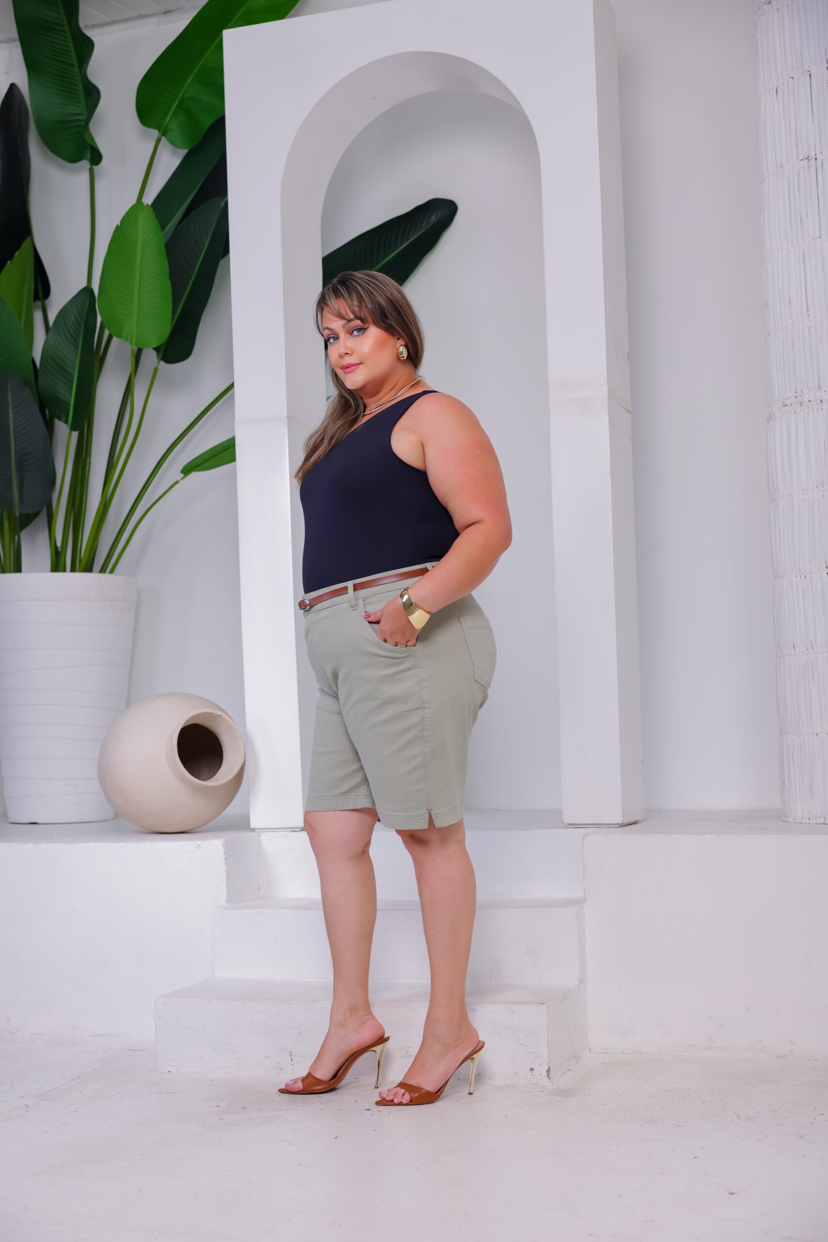 Bermuda Jeans com cinto, plus size - Imagem 4