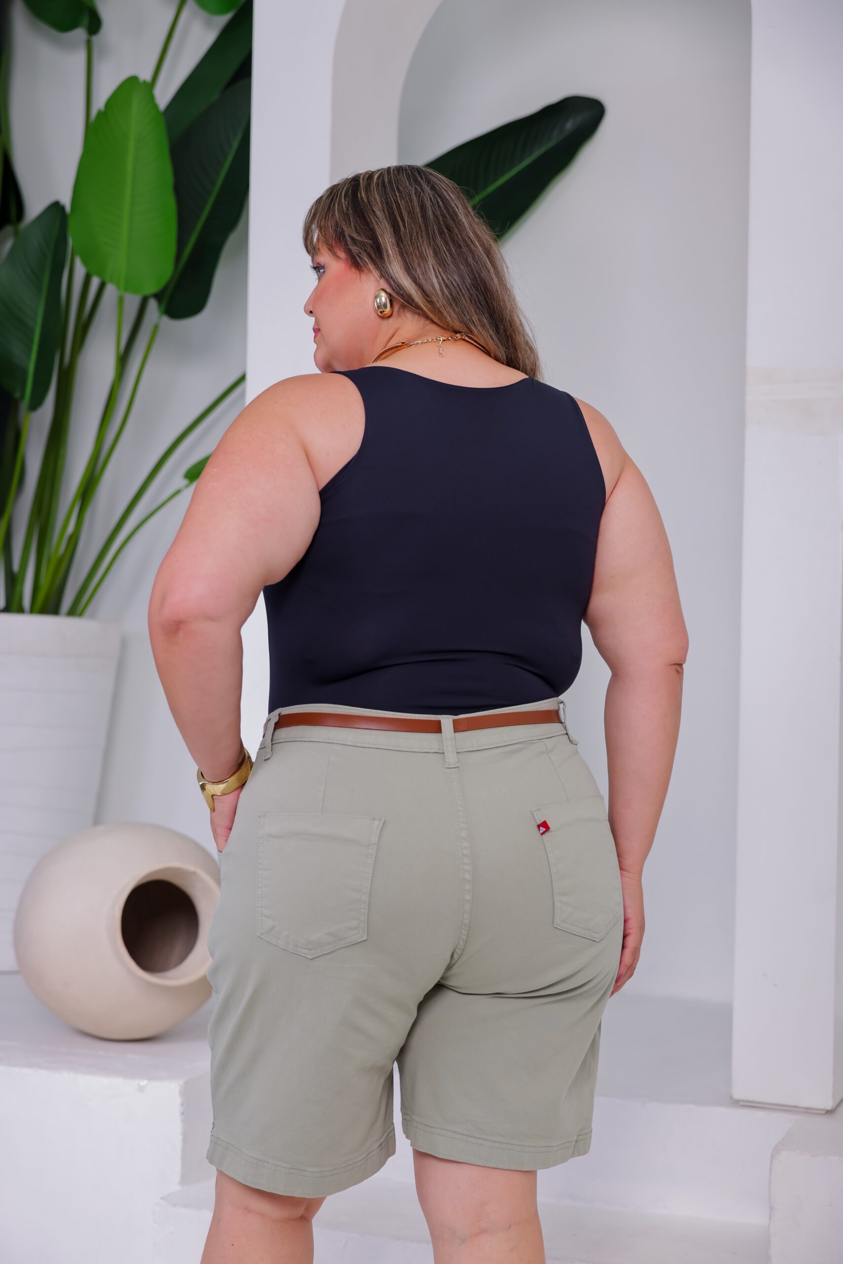 Bermuda Jeans com cinto, plus size - Imagem 3
